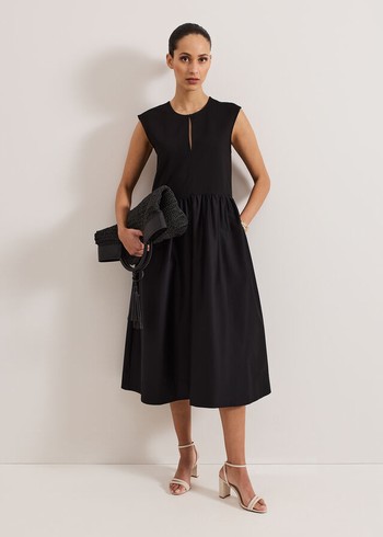 Phase Eight Jenny Mix Woven Dres Dress Black Canada | GSKRVF-932